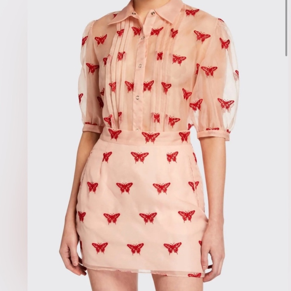 Fleur du mal Butterfly Embroidered Mini Skirt